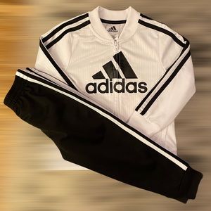Adidas Size 3T Track Suit Black/White Worn Twice